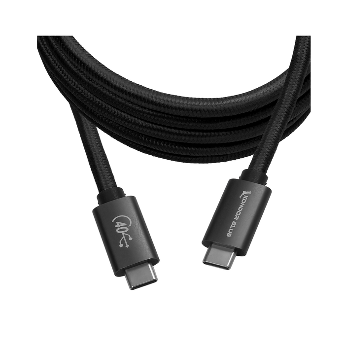 Kondor Blue Thunderbolt 4 USB-C 4.0 Cable, 40G Speeds 5A 100W, 6' - Raven Black