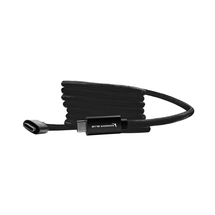 Kondor Blue Thunderbolt 4 USB-C 4.0 Cable, 40G Speeds 5A 100W, 6' - Raven Black