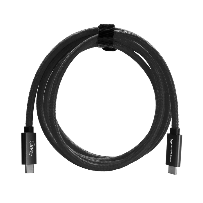 Kondor Blue Thunderbolt 4 USB-C 4.0 Cable, 40G Speeds 5A 100W, 6' - Raven Black