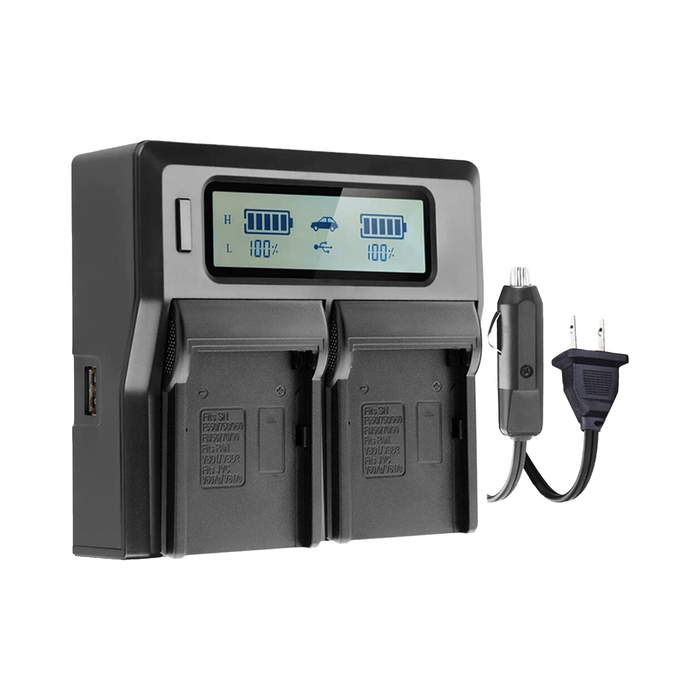 Vidpro DC-24 Dual-Bay AC/DC LCD Battery Charger for Canon BP-800 Series