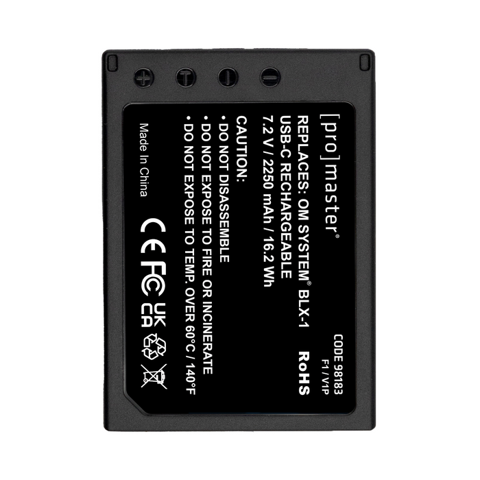 ProMaster Li-ion Battery for OM System BLX-1 with USB-C Charging