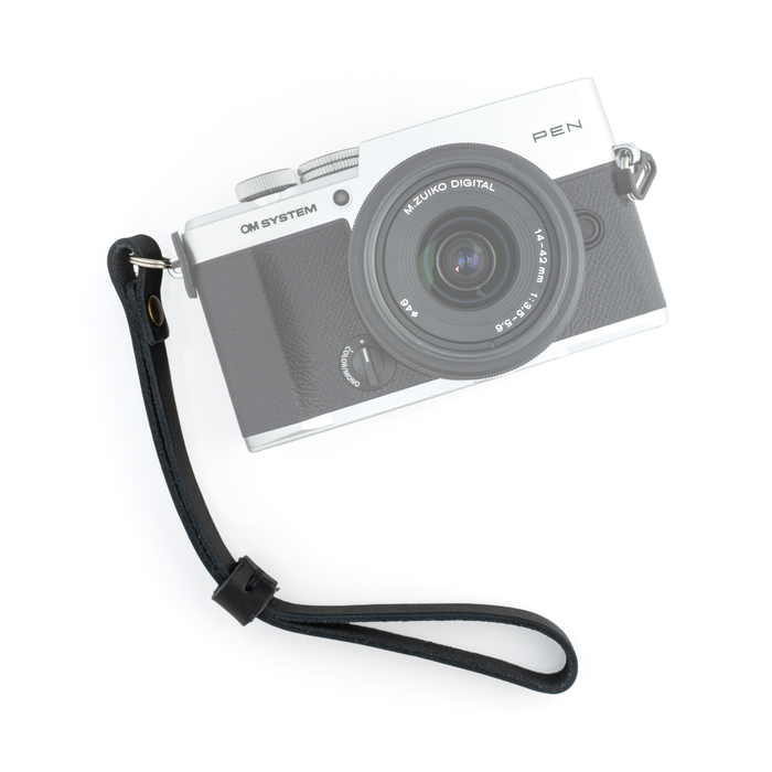 OM System x Clever Supply Skinny Wrist Strap with Split Ring - Black Leather
