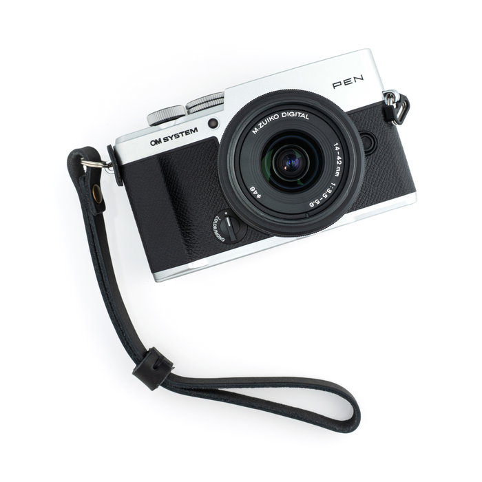 OM System x Clever Supply Skinny Wrist Strap with Split Ring - Black Leather