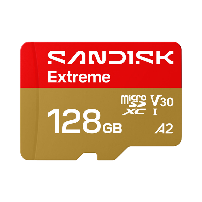SanDisk 128GB Extreme microSDXC UHS-I U3 V30 A2 Memory Card