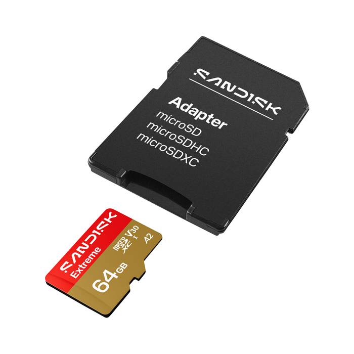 SanDisk 64GB Extreme microSDXC UHS-I U3 V30 A2 Memory Card