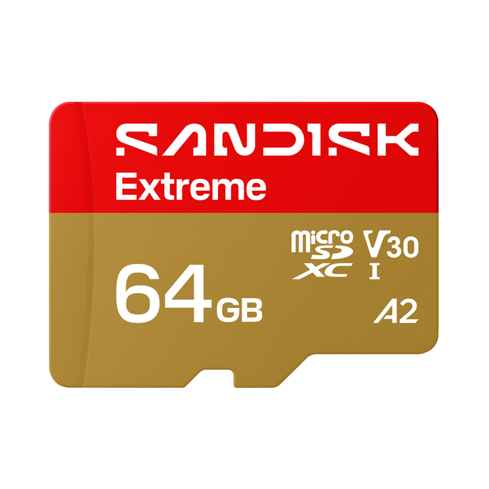 SanDisk 64GB Extreme microSDXC UHS-I U3 V30 A2 Memory Card