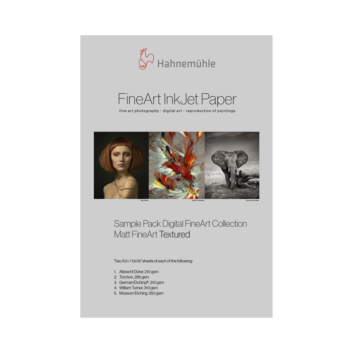 Hahnemühle Sample Pack FineArt Textured Matte Inkjet Paper, 13 x 19" - 5 Qualities / 10 Sheets