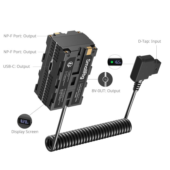 SmallRig D-Tap to Dual-Sided NP-F Dummy Battery Power Cable 4884