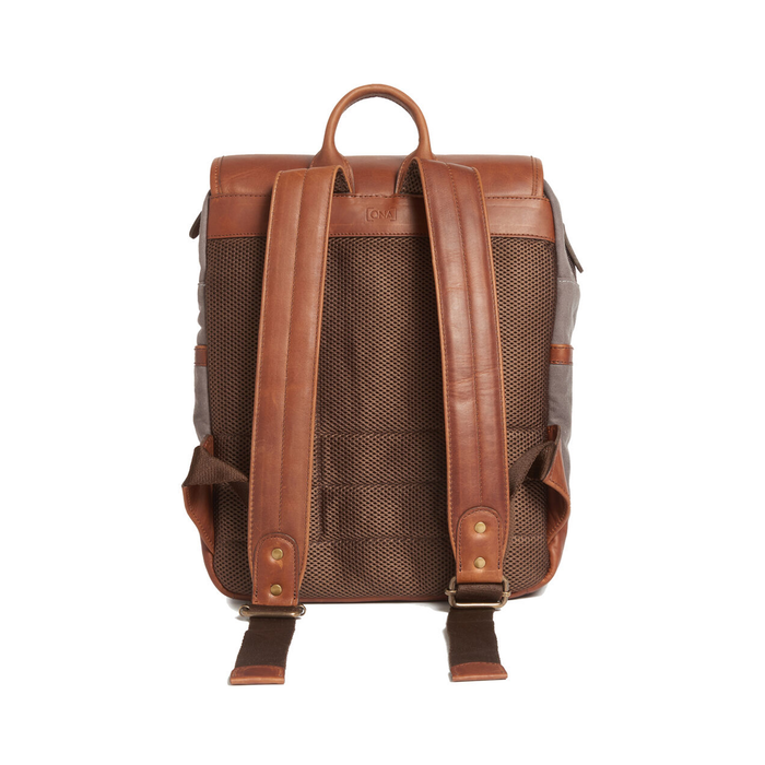 ONA Monterey Backpack, Waxed Canvas - Smoke & Antique Cognac