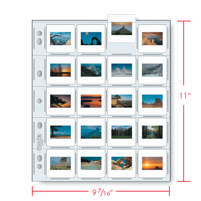 Print File 2×2-20HB Heavyweight Archival Slide Pages for 35mm Mounted Transparencies (Holds 20 Individual Frames) - 100 Pack