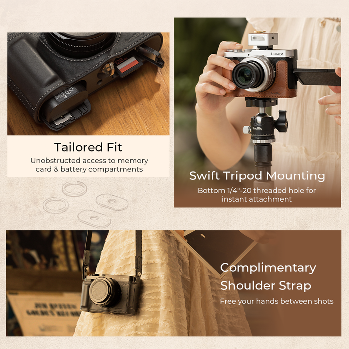 SmallRig Leather Half Case for Panasonic LUMIX L10 5698 - Black
