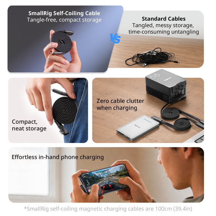 SmallRig USB-C Self-Coiling Charging Cable 60W 5611