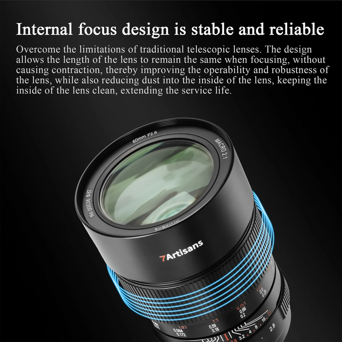 7Artisans 60mm f/2.8 Full-Frame 2X Ultra-Macro Lens - Sony E Mount