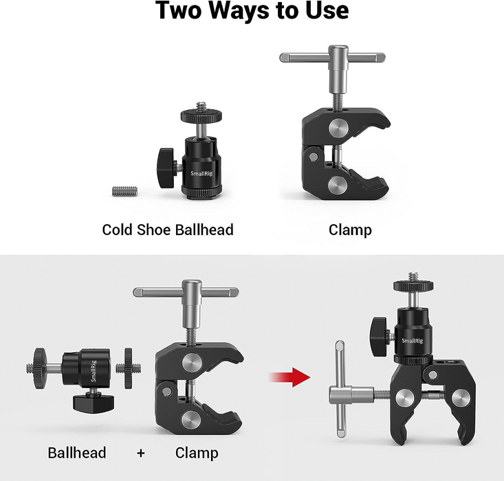 SmallRig Super Clamp Mount with 1/4" Screw Ball Head Mount 1124