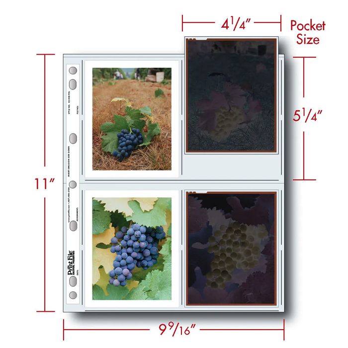 Print File 45-4HB POL Archival Storage Pages for 4x5" Polaroid Prints / Negatives - 100 Sheets