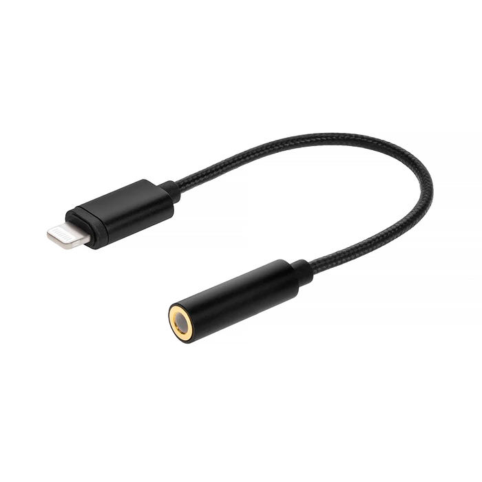 Monoprice Lightning to 3.5mm Jack Audio Adapter Nylon Braided Cable, 6.38" - Black