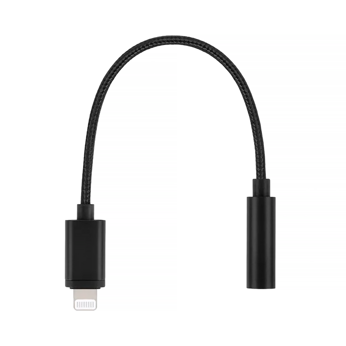 Monoprice Lightning to 3.5mm Jack Audio Adapter Nylon Braided Cable, 6.38" - Black