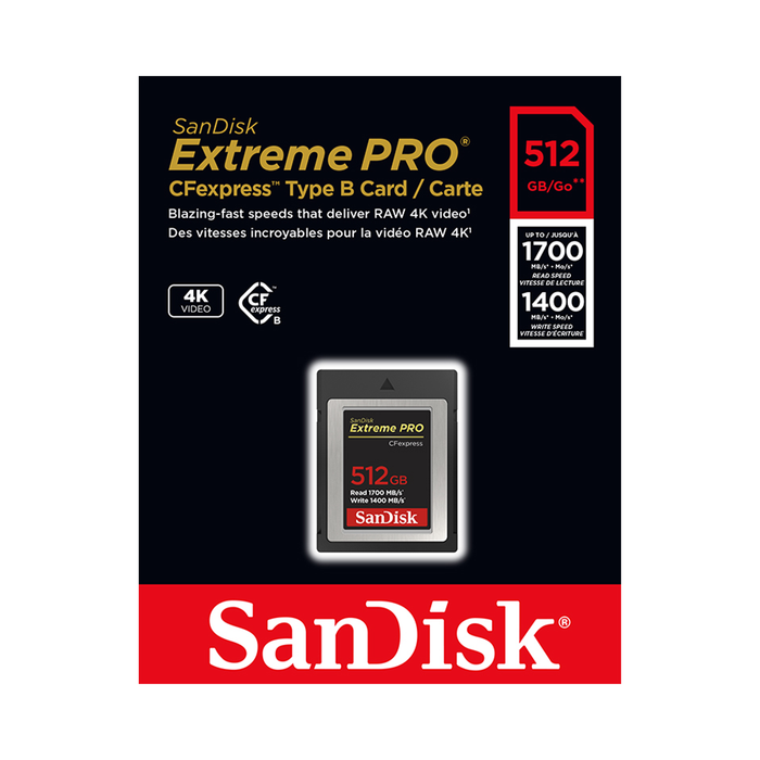 SanDisk 512GB Extreme PRO CFexpress Type B Memory Card