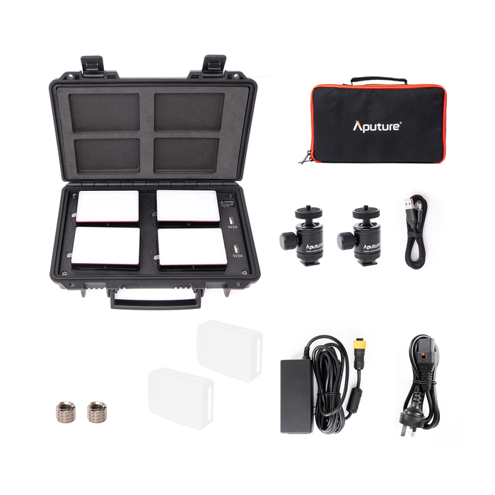 Aputure MC 4-Light Travel Kit with Charging Case