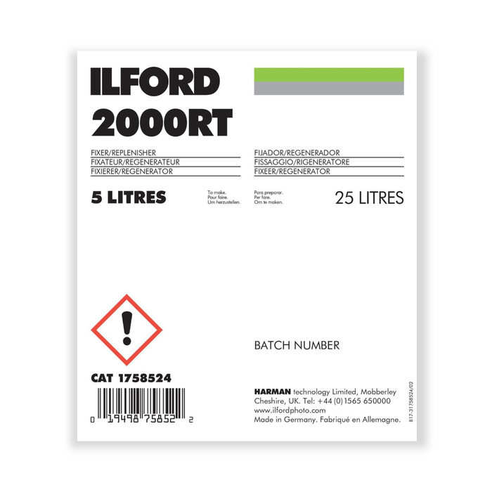 Ilford 2000 RT Liquid Concentrate Fixer & Replenisher for Black & White Paper - 5 Liters