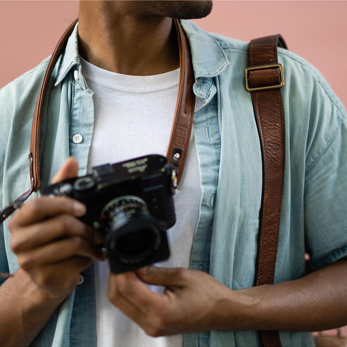 ONA Oslo Leather Camera Strap, 40-46" - Dark Truffle