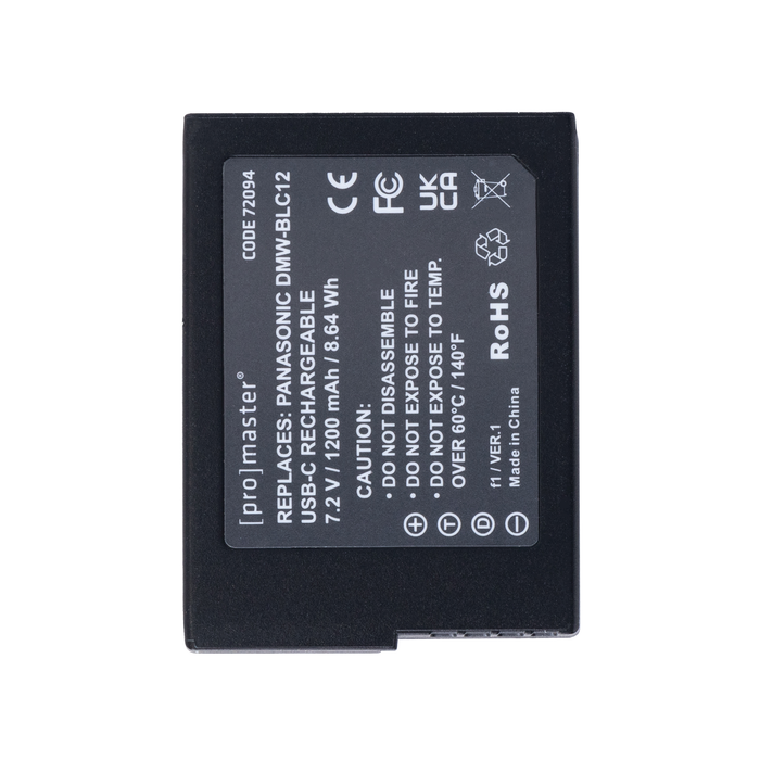 ProMaster Li-ion Battery for Panasonic DMW-BLC12 with USB-C Charging