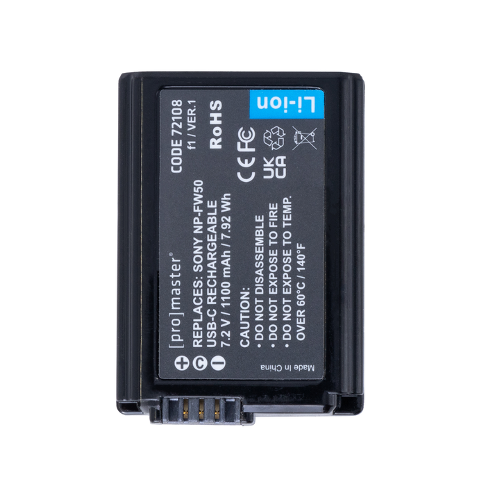 ProMaster Li-ion Battery for Sony NP-FW50 with USB-C Charging