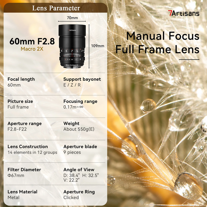 7Artisans 60mm f/2.8 Full-Frame 2X Ultra-Macro Lens - Nikon Z Mount