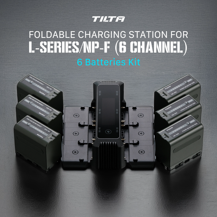Tilta Foldable Charging Station for L-Series/NP-F Battery Kit with 6 Batteries - Black