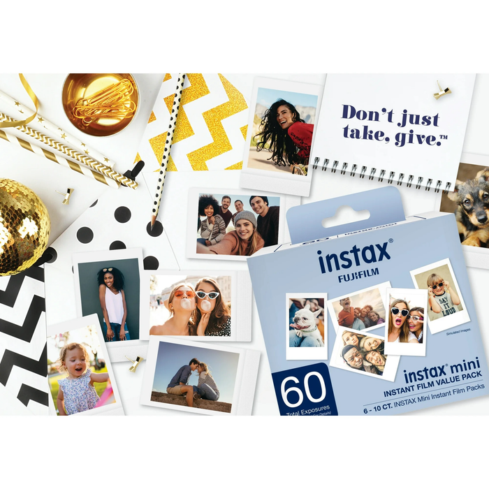 Fujifilm Instax Mini White Frame Instant Film Value Pack, White Frame - 60 Exposures