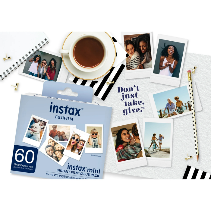 Fujifilm Instax Mini White Frame Instant Film Value Pack, White Frame - 60 Exposures