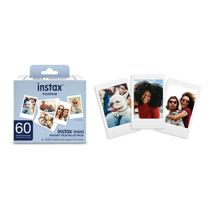 Fujifilm Instax Mini White Frame Instant Film Value Pack, White Frame - 60 Exposures