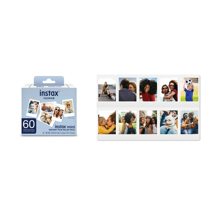 Fujifilm Instax Mini White Frame Instant Film Value Pack, White Frame - 60 Exposures