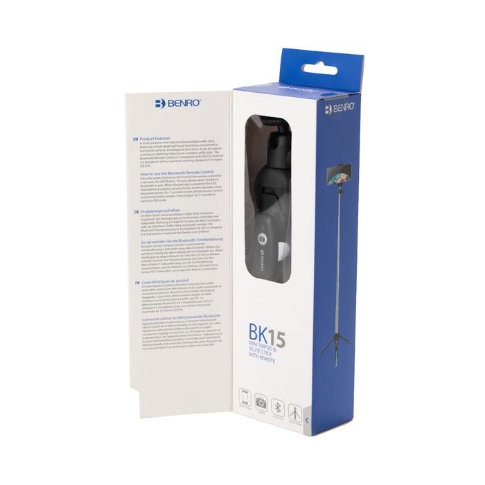 Benro BK15 Mini Tripod & Selfie Stick with Remote for Smartphones