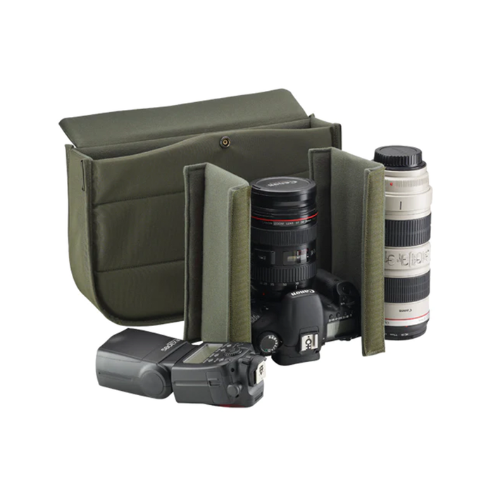 Billingham Hadley Pro Shoulder Bag, 6L - Khaki FibreNyte / Chocolate Leather (Olive Lining)