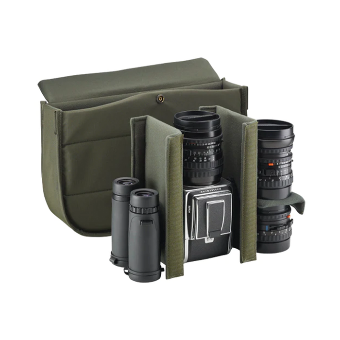 Billingham Hadley Pro Shoulder Bag, 6L - Khaki FibreNyte / Chocolate Leather (Olive Lining)