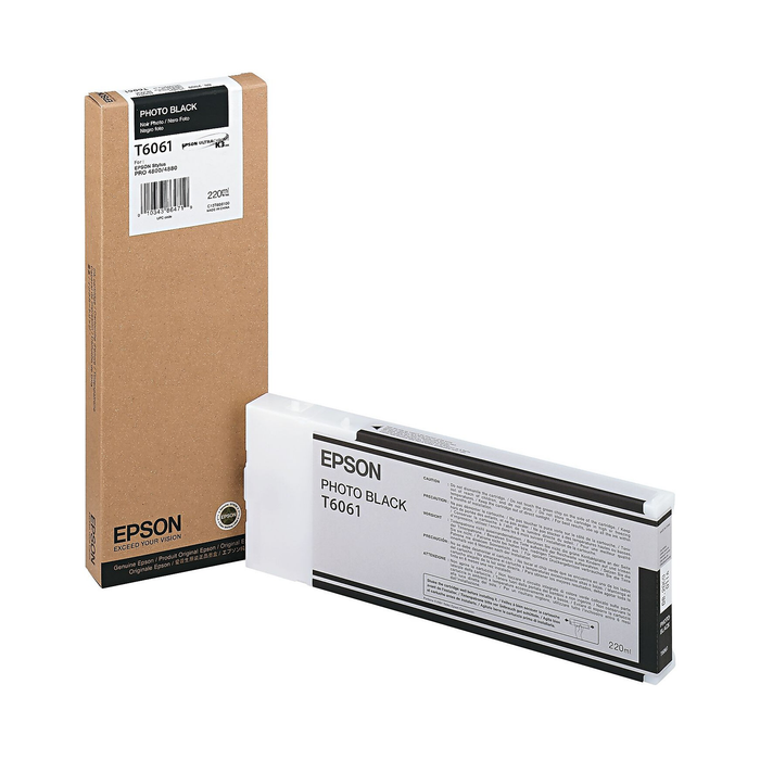 Epson T606100 UltraChrome K3 Photo Black Ink Cartridge for Stylus Pro 4880 Printer - 220mL