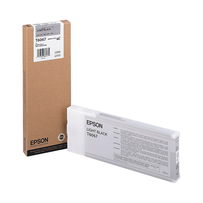 Epson T606700 UltraChrome K3 Light Black Ink Cartridge for Stylus Pro 4880 Printer - 220mL