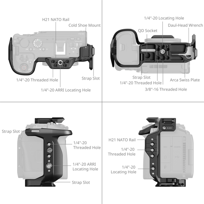 SmallRig HawkLock Quick Release Full Camera Cage Kit for Canon EOS R6 V 6372