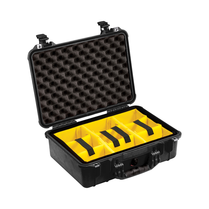 Pelican 1500 Protector Case with Padded Dividers & Lid Foam - Black