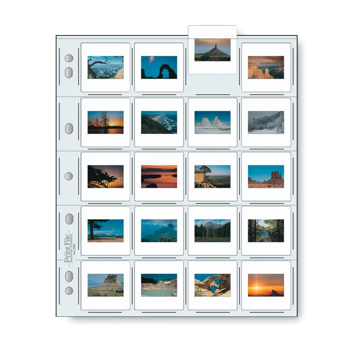 Print File 2×2-20HB Heavyweight Archival Slide Pages for 35mm Mounted Transparencies or Coin Collector Storage (Holds 20 Individual Frames) - 25 Pack