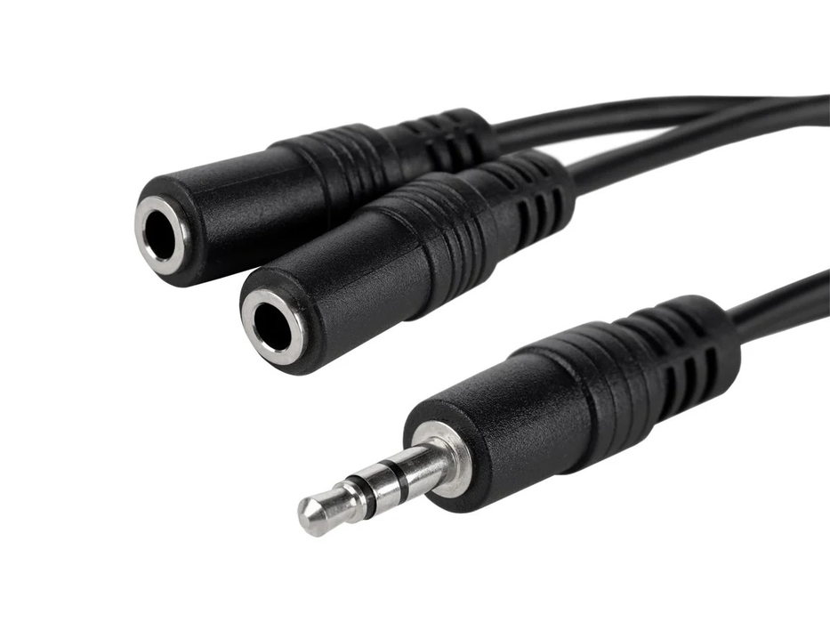 Monoprice 3.5mm (1/8") Stereo Plug to Two 3.5mm Stereo Jack Splitter Cable, 6"