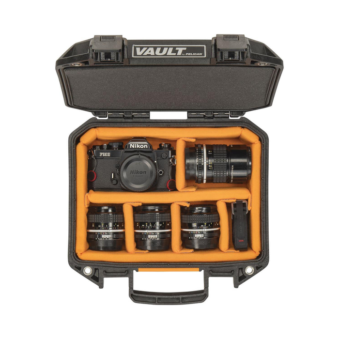 Pelican V100C Vault Equipment Case with Padded Dividers & Lid Foam - Black