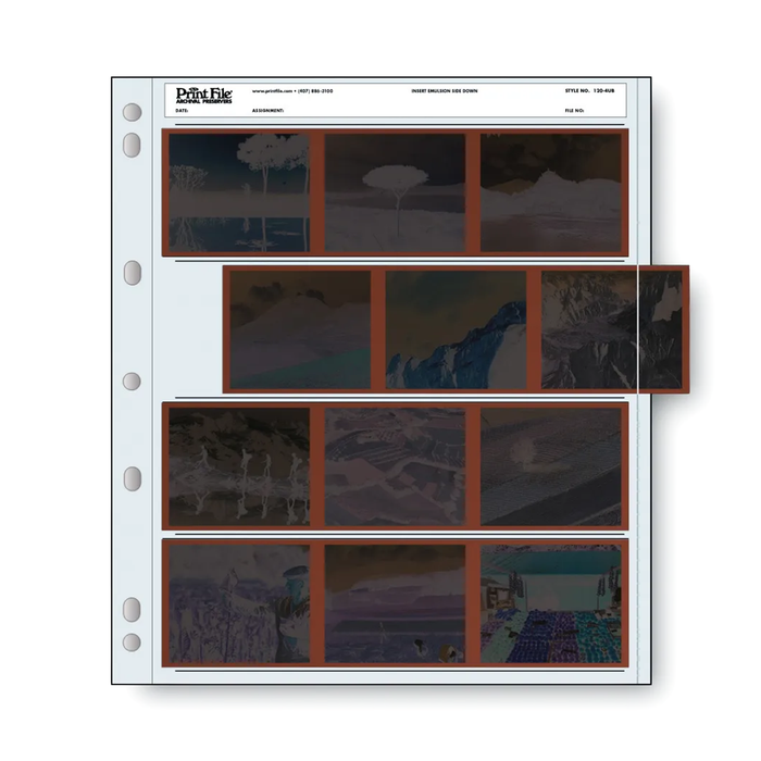 Print File 120-4UB Archival Negative Pages for 120 Film (Holds 4 Strips) - 100 Pack