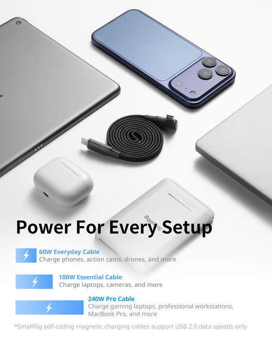 SmallRig USB-C Self-Coiling Data Cable (USB 3.2 Gen2x2 & 39.4") 6866