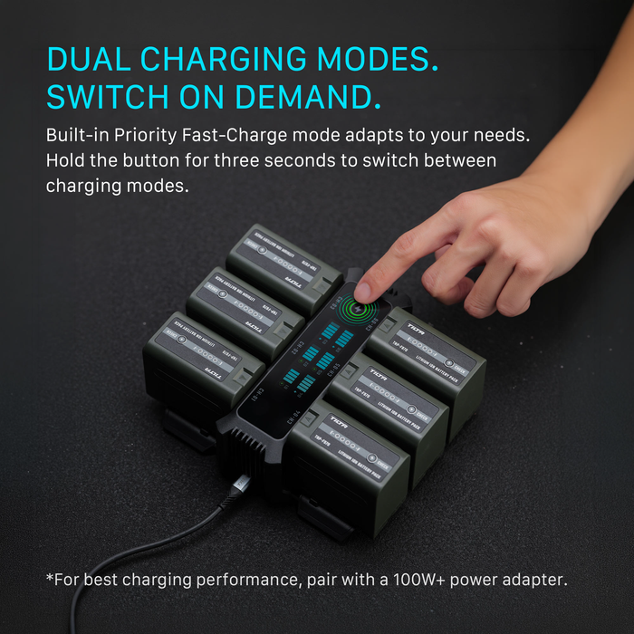 Tilta Foldable Charging Station for L-Series/NP-F Battery Kit with 6 Batteries - Black