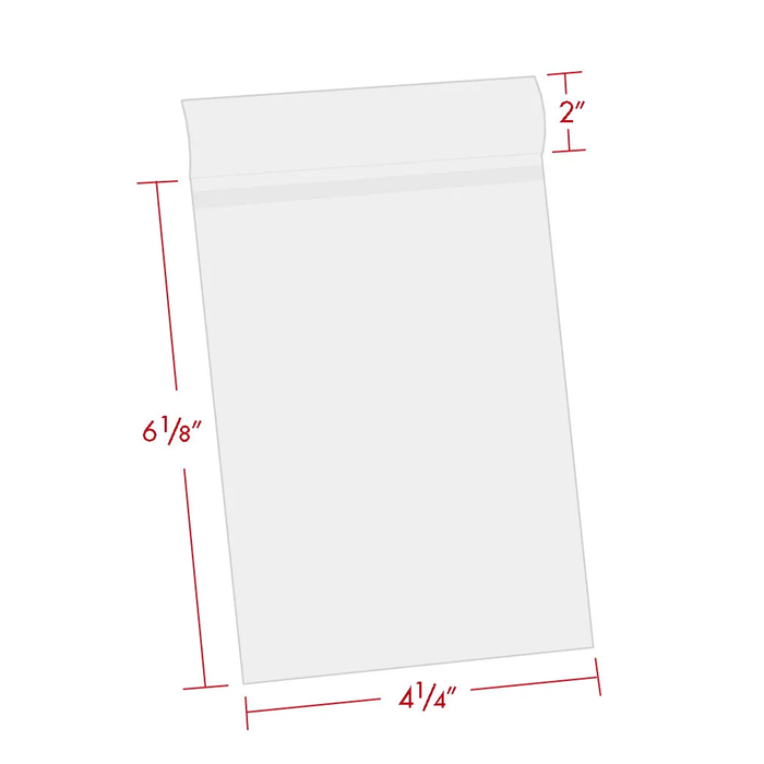 Print File BOPP46 Crystal Clear Polypropylene Storage Bag with Adhesive Strip, 4 × 6" - 100 Pack