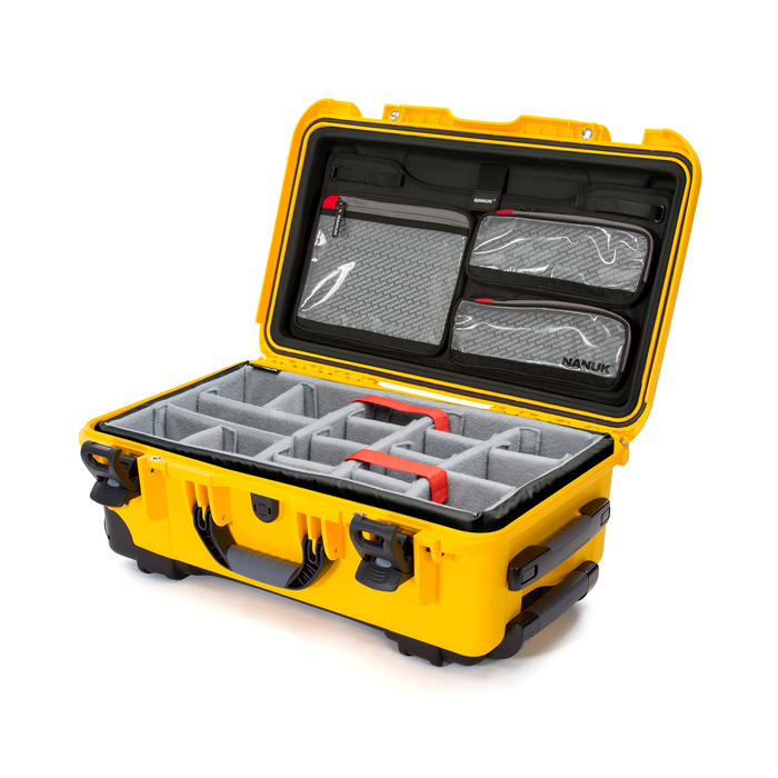 Nanuk 935 Wheeled Pro Photo Kit Protective Case with Padded Dividers & Lid Organizer - Yellow
