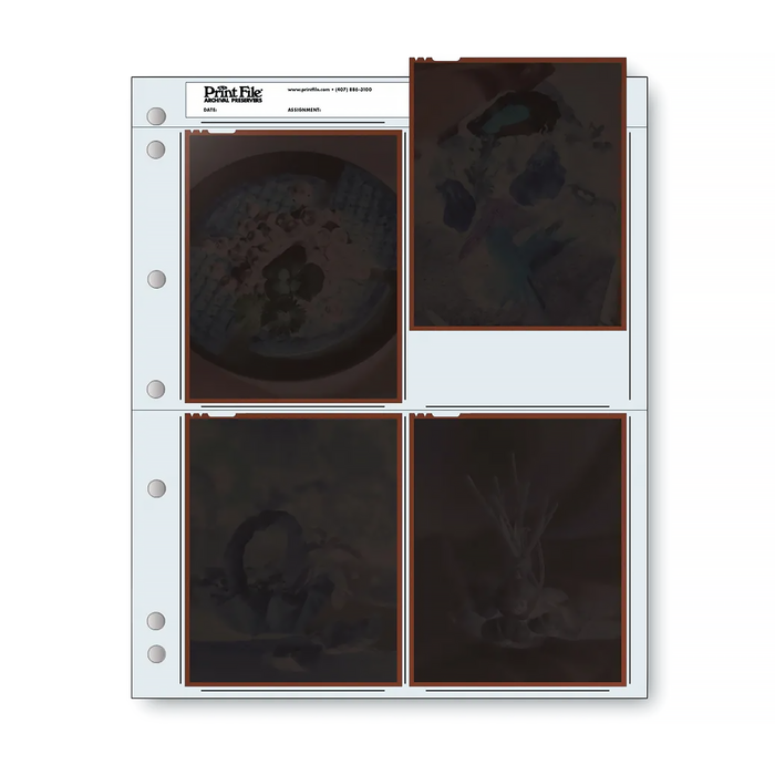 Print File 45-4B Archival Negative Pages for 4x5" Film or Transparencies (Holds 4 Individual Frames) - 100 Pack