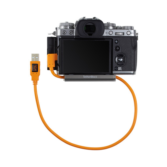 Tether Tools TetherPro USB-A 3.0 to Right Angle USB-C Pigtail Cable, 20" (50cm) - High-Visibility Orange